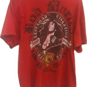 Vtg Red Bob Marley Graphic Tee Rastaman Vibration World Tour